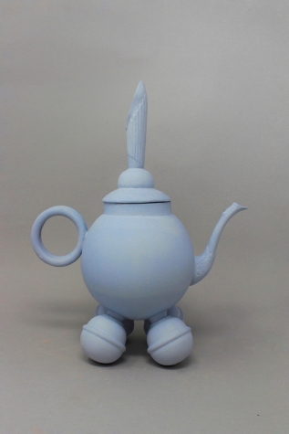Blue with Curtain Ring Handle, H30cm x 25cm, stained porcelain, slip casting, October 2022 (SOLD) 