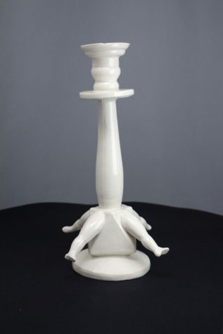 Candle Holder with Legs, H24cm x W11cm porcelain, slip casting, February 2023