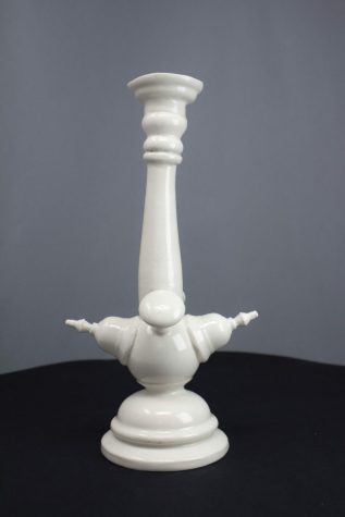 Candle Holder with lids and knobs, H24cm  porcelain, slip casting, February 2023