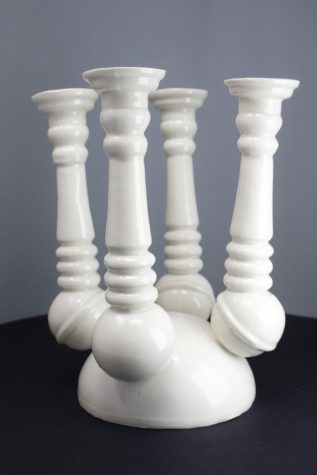 Candle Holder, H22.5cm, porcelain, slip casting, February 2023