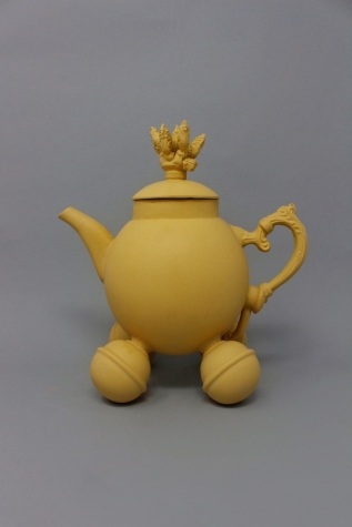 Omer Oner, Yellow Teapot, H23cm W23cm stained porcelain, slip casting October 2022 (SOLD)
